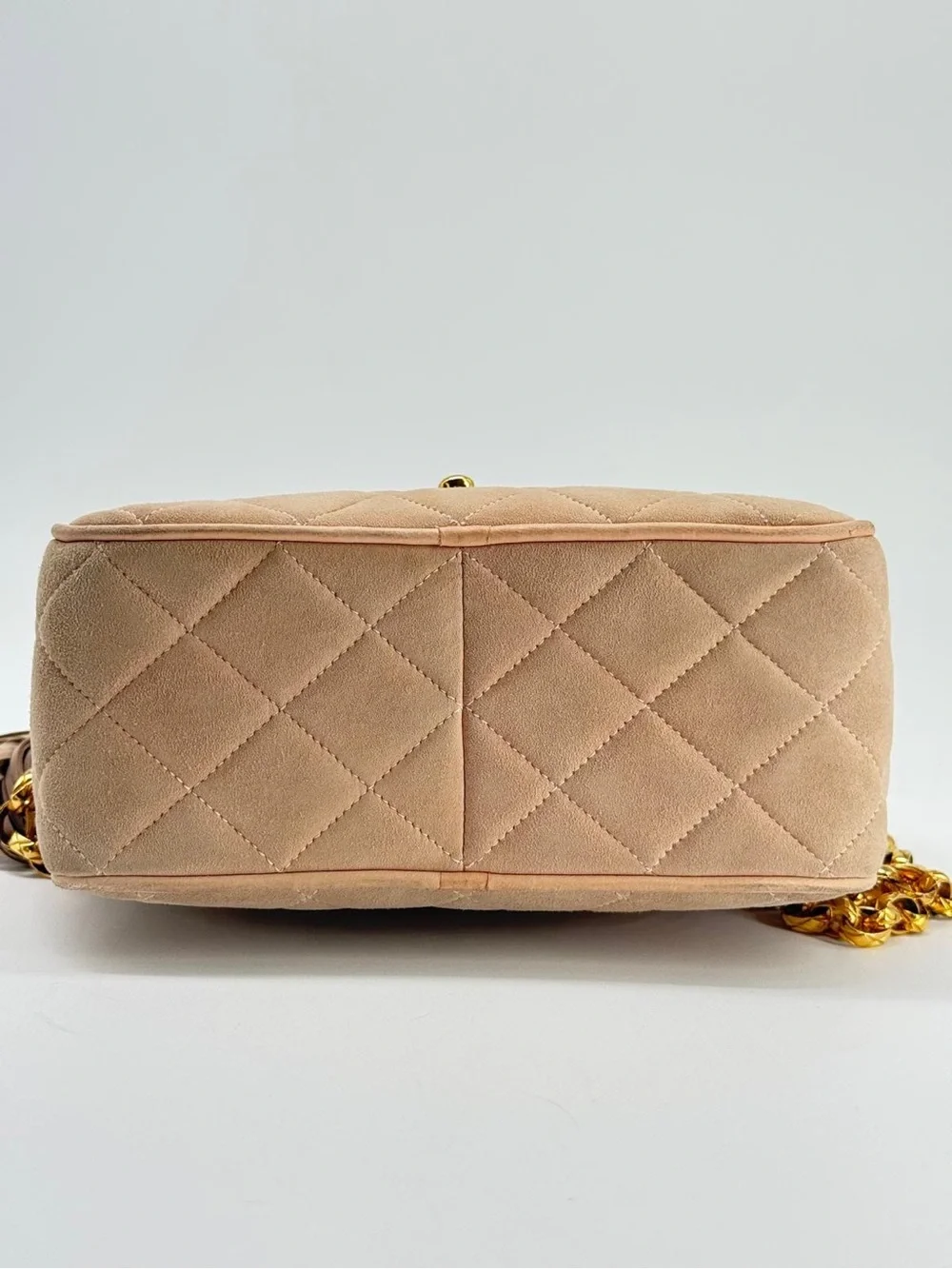 CHANEL Quilted Tassel CC Camera Bag Case In Pink Suede